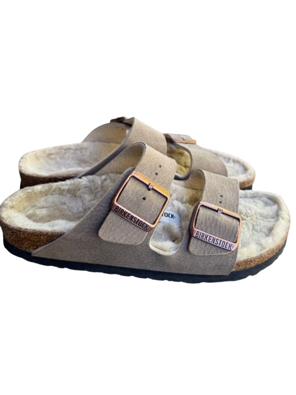 Birkenstock Arizona Shearling Suede Leather Taupe/Desert Dust - Size 37 -W 6